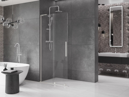 Mexen Velar L Pomični tuš zid Walk-in 120 x 200 cm, proziran 8 mm, brušeni nikal - 871-120-003-03-97