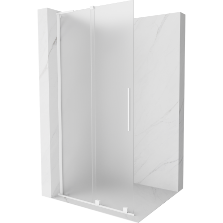 Mexen Velar L paroi de douche coulissante Walk-in 90 x 200 cm, givré 8 mm, blanc - 871-090-003-33-20