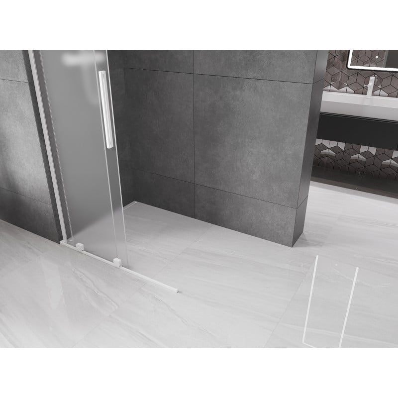 Mexen Velar L parede de banho deslizante Walk-in 100 x 200 cm, fosco 8 mm, branco - 871-100-003-33-20