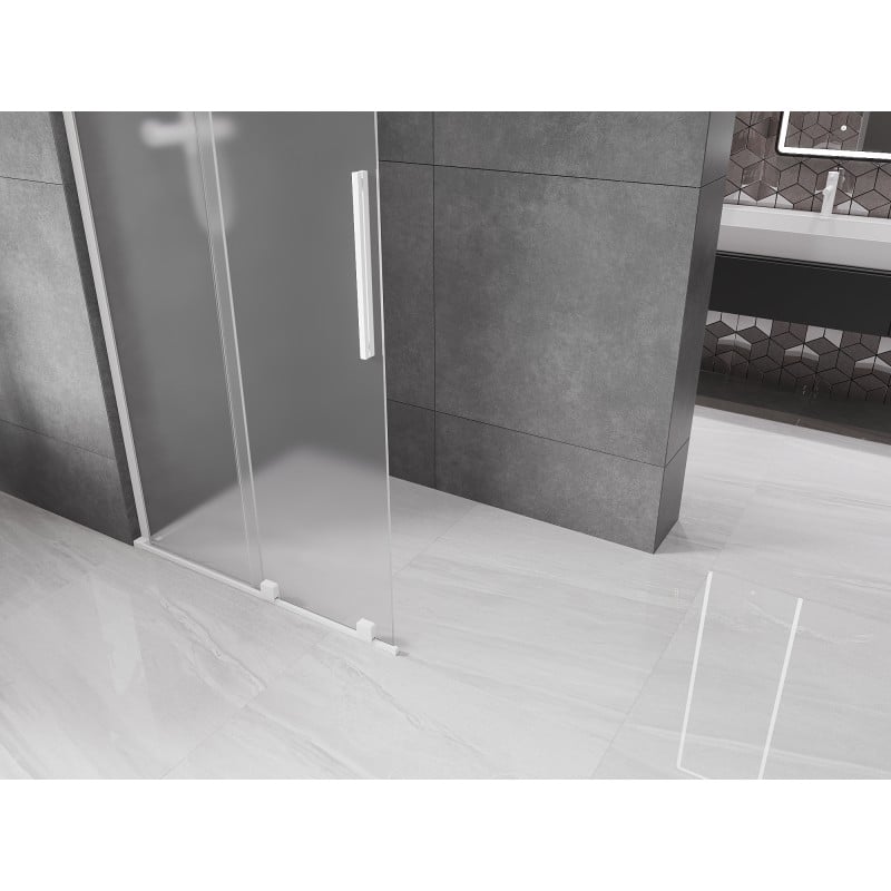 Mexen Velar L Panel de ducha deslizante Walk-in 90 x 200 cm, escarcha 8 mm, blanco - 871-090-003-33-20