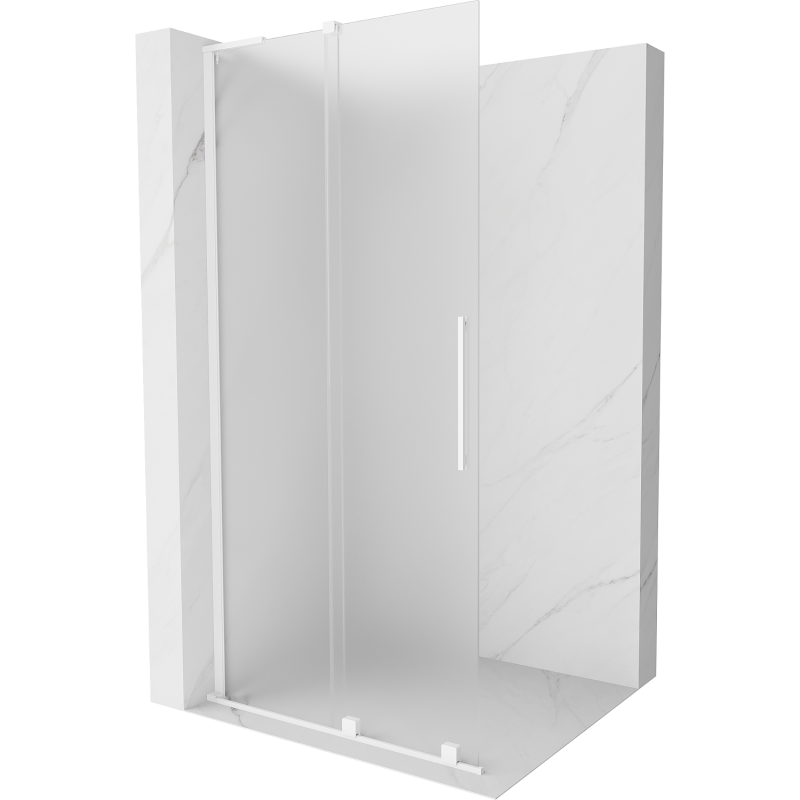 Mexen Velar L mampara de ducha deslizante Walk-in 110 x 200 cm, escarcha 8 mm, blanca - 871-110-003-33-20