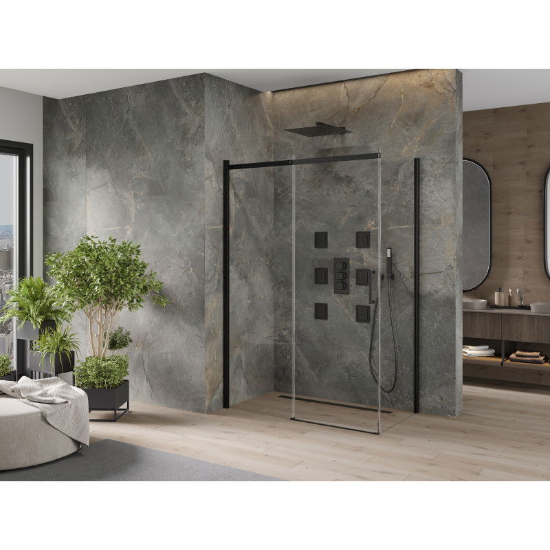 Mexen Omega cabina de ducha corredera 160 x 80 cm, transparente, negra - 825-160-080-70-00