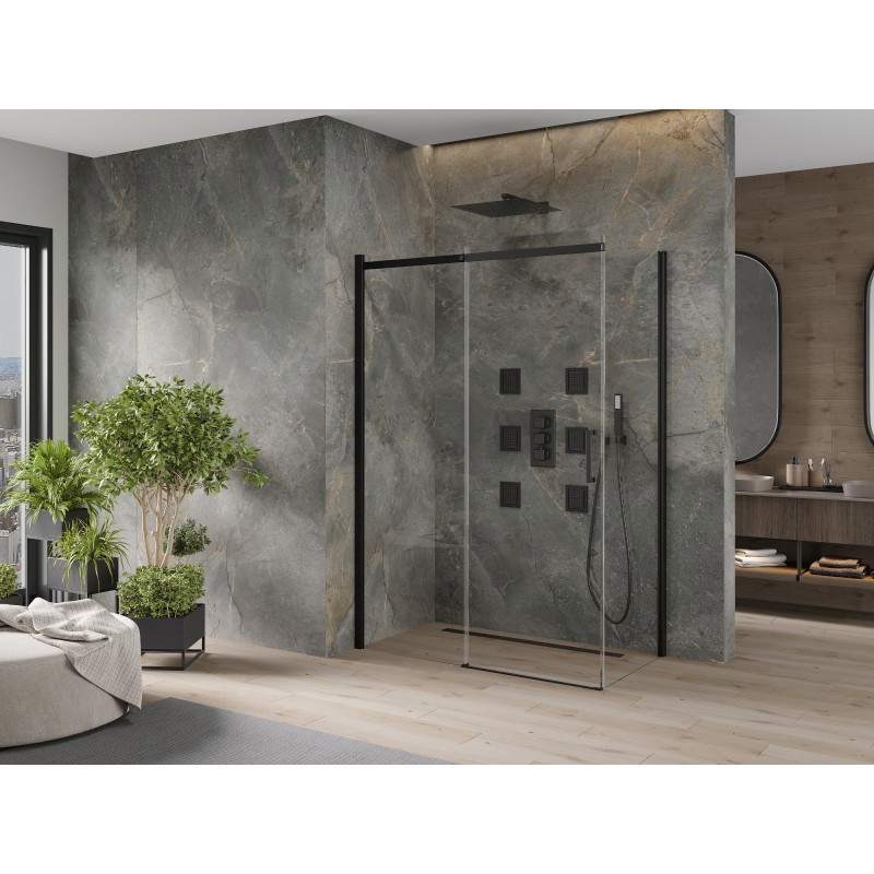 Mexen Omega drsna tuš kabina 160 x 80 cm, prozorna, črna - 825-160-080-70-00