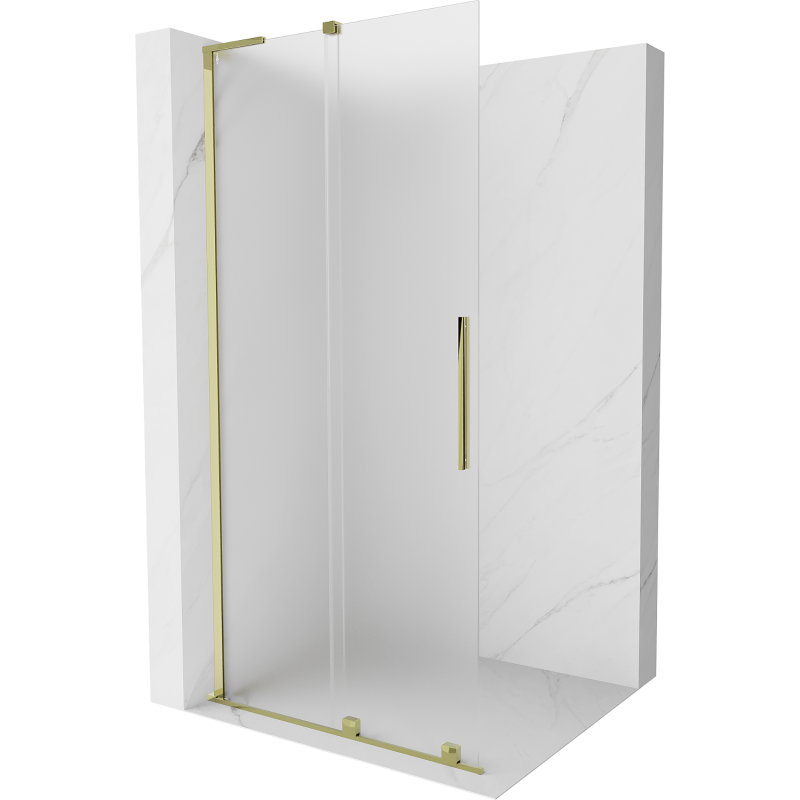 Mexen Velar L parede de duche deslizante Walk-in 100 x 200 cm, fosco 8 mm, dourado - 871-100-003-33-50