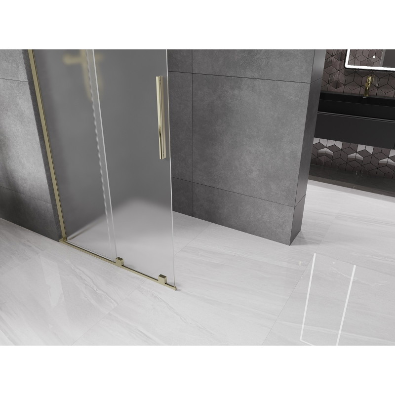 Mexen Velar L ścianka prysznicowa rozsuwana Walk-in 110 x 200 cm, szron 8 mm, złota - 871-110-003-33-50