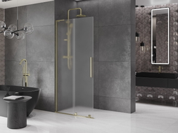 Mexen Velar L Sliding Shower Wall Walk-in 110 x 200 cm, Frosted 8 mm, Gold - 871-110-003-33-50