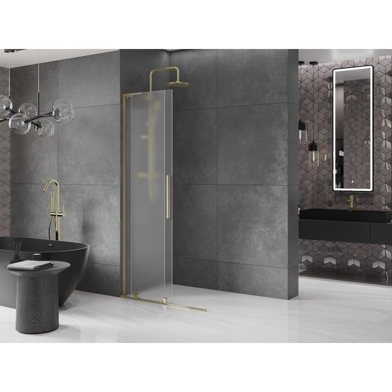 Mexen Velar L ścianka prysznicowa rozsuwana Walk-in 100 x 200 cm, szron 8 mm, złota - 871-100-003-33-50