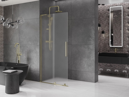 Mexen Velar L parede de duche deslizante Walk-in 100 x 200 cm, fosco 8 mm, dourado - 871-100-003-33-50