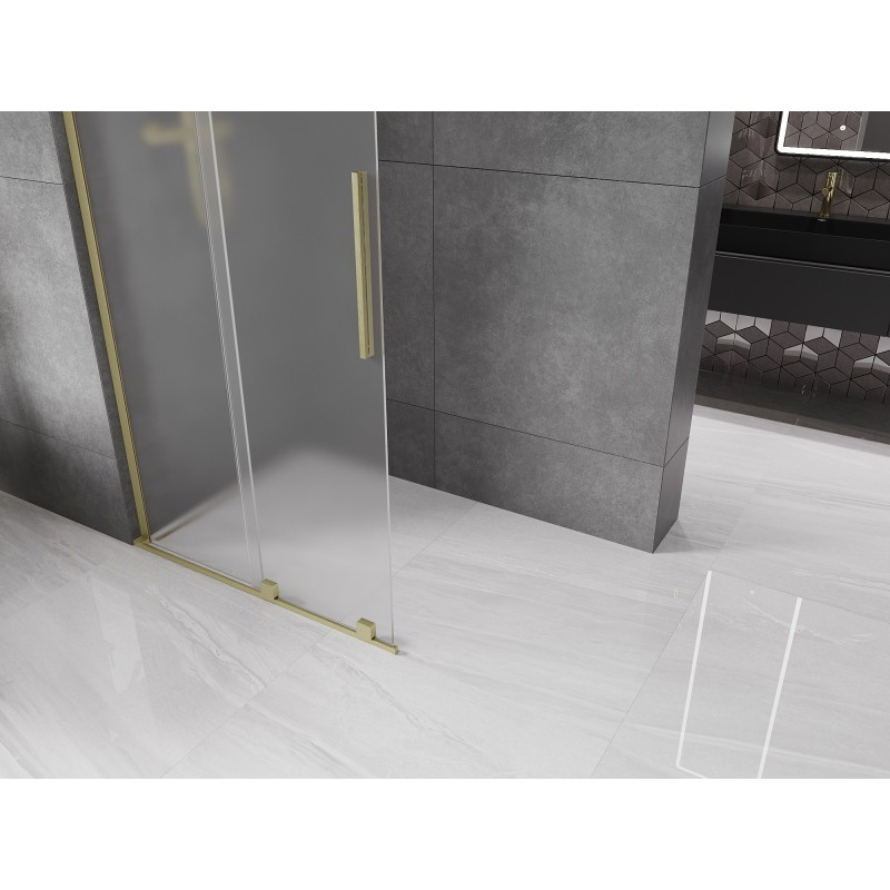 Mexen Velar L ścianka prysznicowa rozsuwana Walk-in 110 x 200 cm, szron 8 mm, złota szczotkowana - 871-110-003-33-55