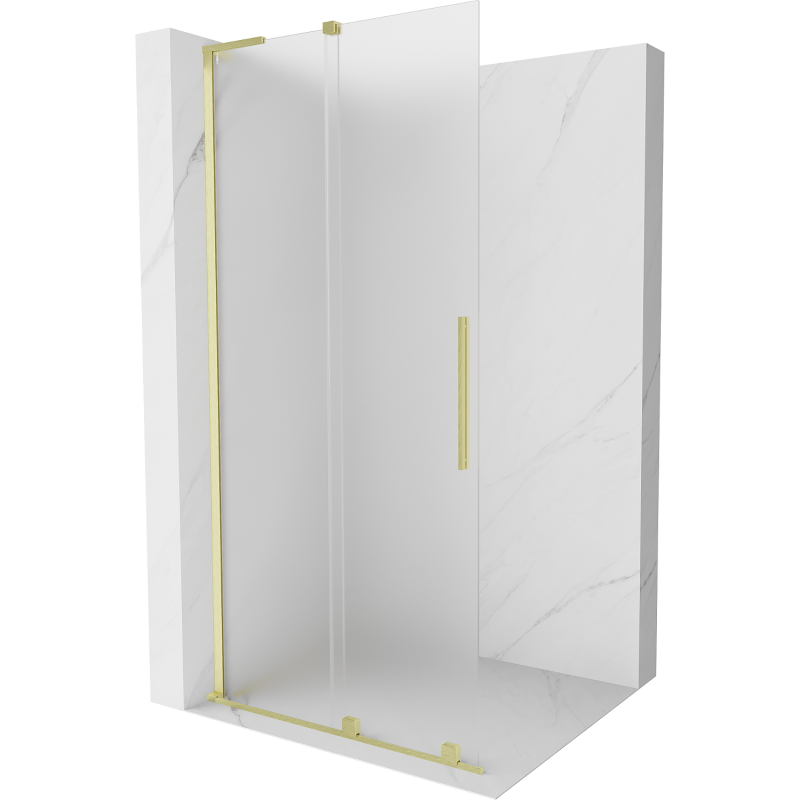Mexen Velar L Duschwand verschiebbar Walk-in 120 x 200 cm, Frostglas 8 mm, gebürstetes Gold - 871-120-003-33-55