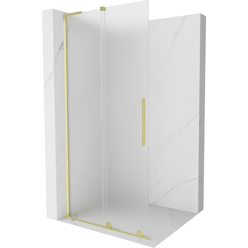 Mexen Velar L mampara de ducha deslizante Walk-in 120 x 200 cm, escarcha 8 mm, oro cepillado - 871-120-003-33-55