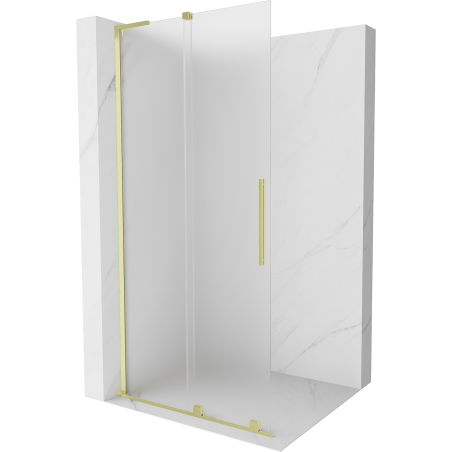 Mexen Velar L Duschwand verschiebbar Walk-in 120 x 200 cm, Frostglas 8 mm, gebürstetes Gold - 871-120-003-33-55