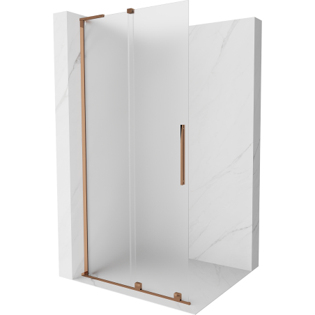 Mexen Velar L Duschwand zum Schieben Walk-in 90 x 200 cm, Frostglas 8 mm, Roségold - 871-090-003-33-60