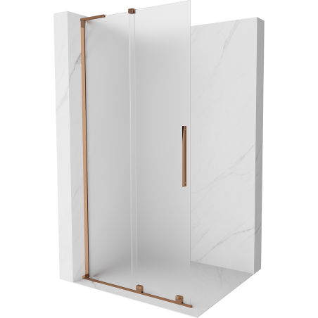 Mexen Velar L Sliding Shower Screen Walk-in 90 x 200 cm, Frosted 8 mm, Rose Gold - 871-090-003-33-60