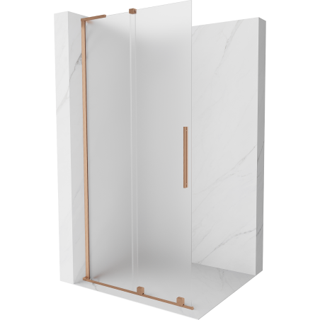 Mexen Velar L ścianka prysznicowa rozsuwana Walk-in 110 x 200 cm, szron 8 mm, miedź szczotkowana - 871-110-003-33-65
