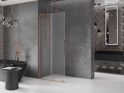 Mexen Velar L Klizni Walk-in tuš zid 100 x 200 cm, mraz 8 mm, brušeni bakar - 871-100-003-33-65