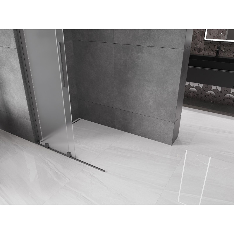Mexen Velar L ścianka prysznicowa rozsuwana Walk-in 100 x 200 cm, szron 8 mm, gun gray szczotkowany - 871-100-003-33-66