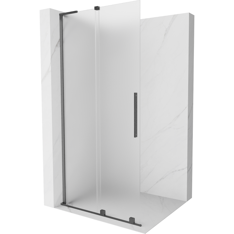Mexen Velar L parede de chuveiro deslizante Walk-in 100 x 200 cm, fosco 8 mm, cinza escovado - 871-100-003-33-66