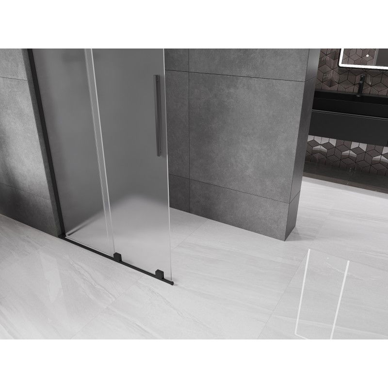 Mexen Velar L Συρόμενος τοίχος ντους Walk-in 110 x 200 cm, παγετός 8 mm, μαύρο