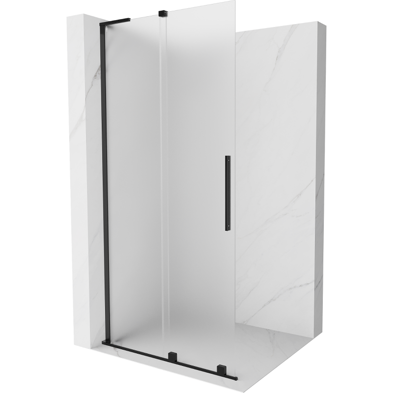 Mexen Velar L parede de duche deslizante Walk-in 110 x 200 cm, fosco 8 mm, preto - 871-110-003-33-70