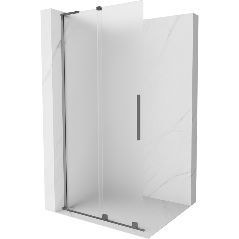 Mexen Velar L mampara de ducha corredera Walk-in 110 x 200 cm, escarcha 8 mm, gun metal - 871-110-003-33-95
