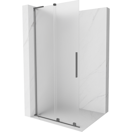 Mexen Velar L Klizna zidna ploča za tuš 120 x 200 cm, mat staklo 8 mm, gun metal - 871-120-003-33-95