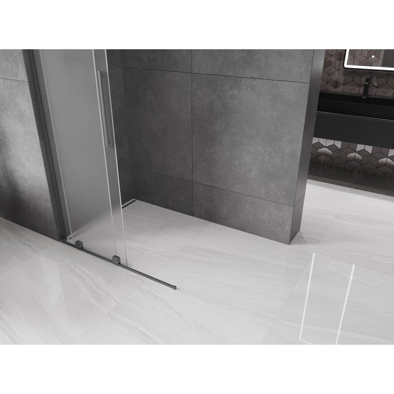 Mexen Velar L Sliding Shower Wall Walk-in 100 x 200 cm, Frosted 8 mm, Gun Metal - 871-100-003-33-95