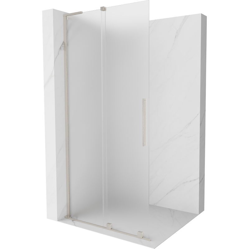 Mexen Velar L panel de ducha deslizante Walk-in 90 x 200 cm, escarchado 8 mm, níquel cepillado - 871-090-003-33-97