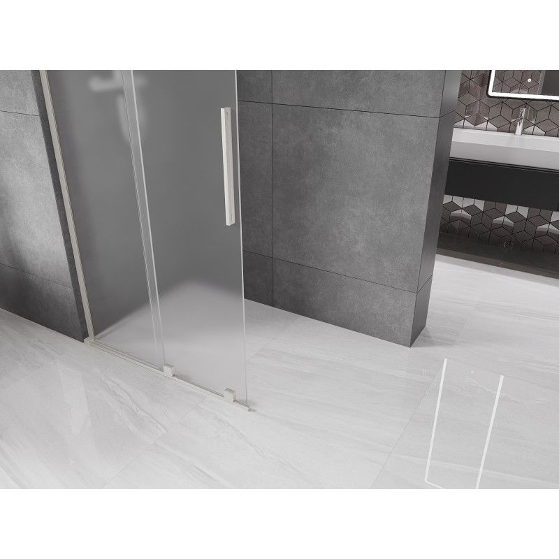 Mexen Velar L Sliding Shower Wall Walk-in 110 x 200 cm, Frosted 8 mm, Brushed Nickel - 871-110-003-33-97