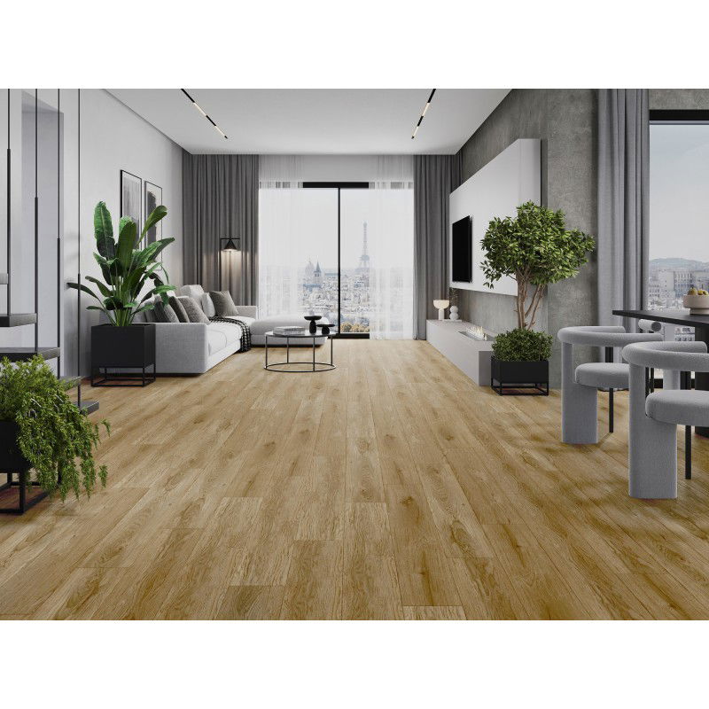 Mexen Manhattan campione di pannelli in vinile 1240 x 182 mm SPC 6,5 mm, sottostrato IXPE 1,5 mm, 4 fughe a V, Rovere - F1041-S