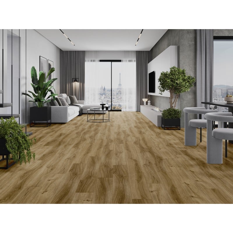 Mexen Amsterdam próbka paneli winylowych SPC 6,5 mm, podkład IXPE 1,5 mm, 4 V-Fuga, Dąb - F1042-S