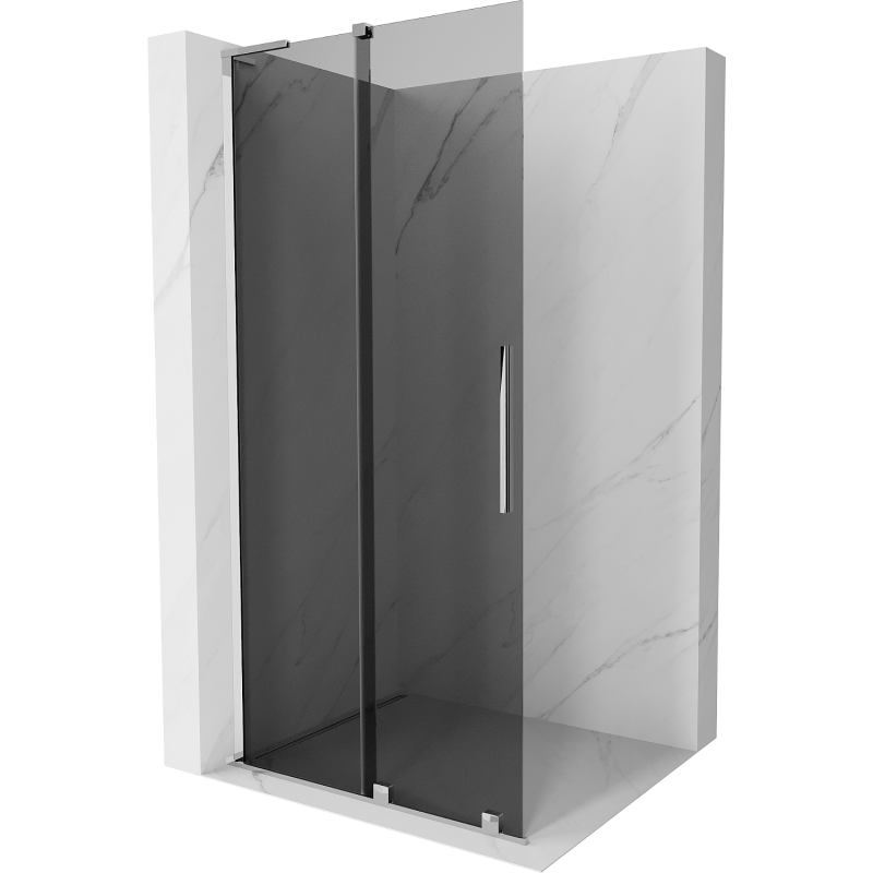 Mexen Velar L Sliding Walk-in Shower Wall 110 x 200 cm, Graphite 8 mm, Chrome - 871-110-003-43-01