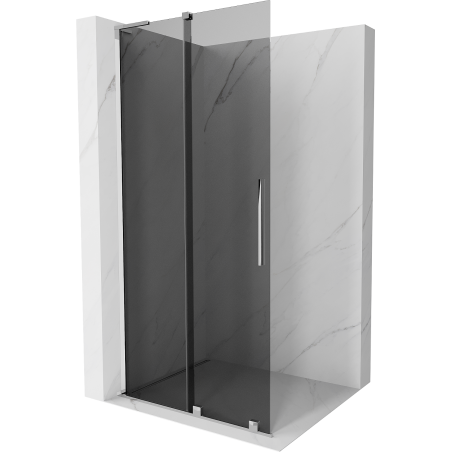 Mexen Velar L Sliding Walk-in Shower Wall 110 x 200 cm, Graphite 8 mm, Chrome - 871-110-003-43-01
