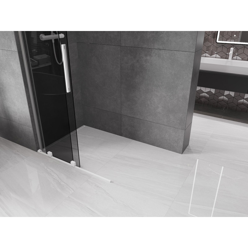 Mexen Velar L Klizna stijenka za tuš Walk-in 100 x 200 cm, grafit 8 mm, bijela - 871-100-003-43-20