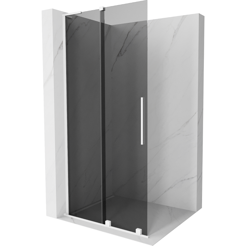 Mexen Velar L parede de duche deslizante Walk-in 100 x 200 cm, grafite 8 mm, branca - 871-100-003-43-20