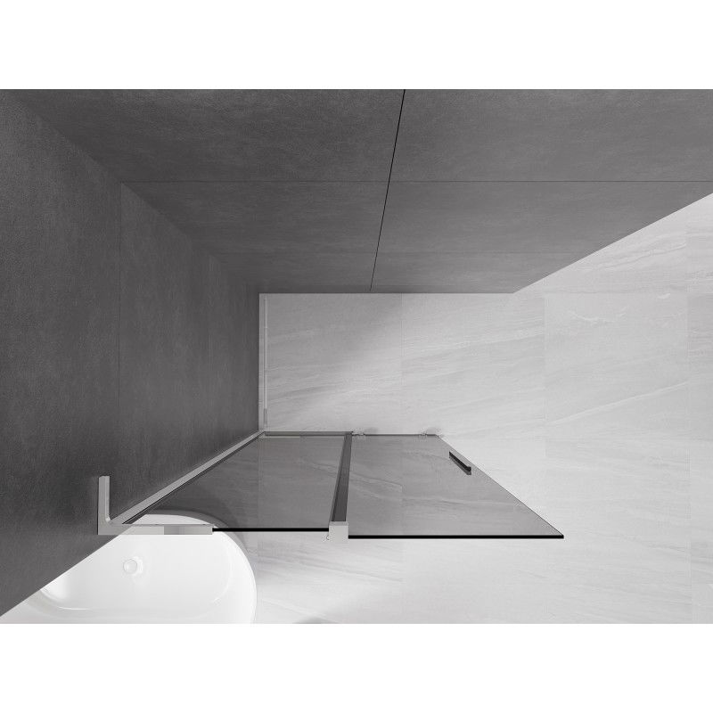 Mexen Velar L Douchewand schuifdeur Walk-in 120 x 200 cm, grafiet 8 mm, chroom - 871-120-003-43-01