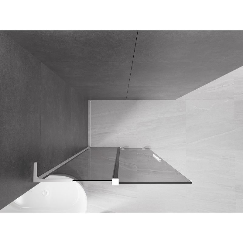 Mexen Velar L mampara de ducha corredera Walk-in 90 x 200 cm, grafito 8 mm, blanco - 871-090-003-43-20