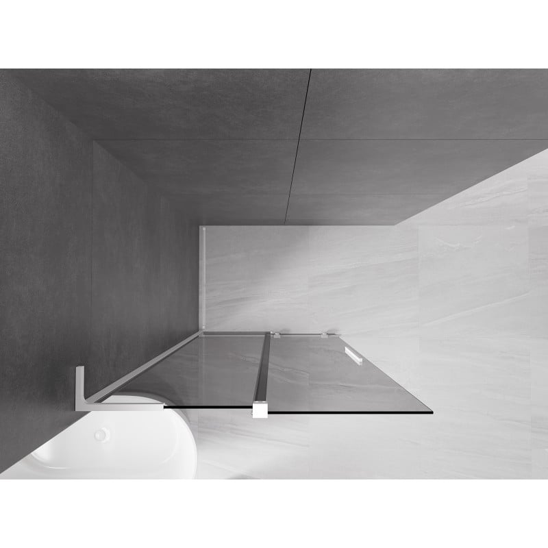 Mexen Velar L parede de duche deslizante Walk-in 100 x 200 cm, grafite 8 mm, branca - 871-100-003-43-20