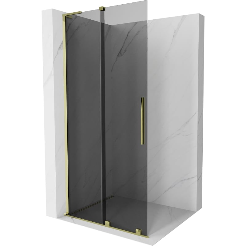 Mexen Velar L ścianka prysznicowa rozsuwana Walk-in 110 x 200 cm, grafit 8 mm, złota - 871-110-003-43-50