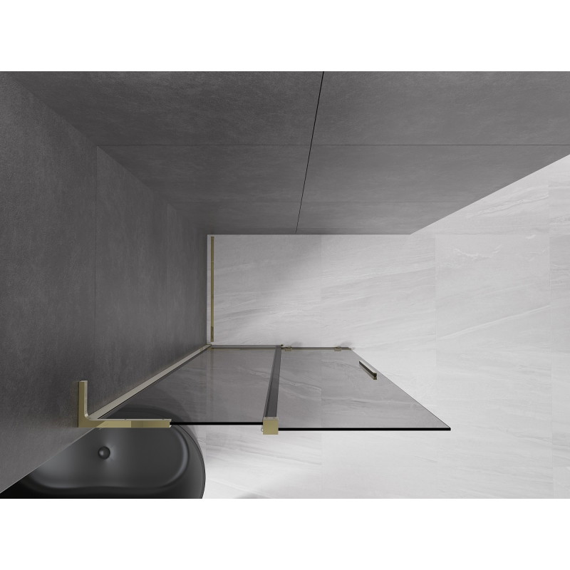 Mexen Velar L Klizni tuš zid Walk-in 90 x 200 cm, grafit 8 mm, zlatna - 871-090-003-43-50