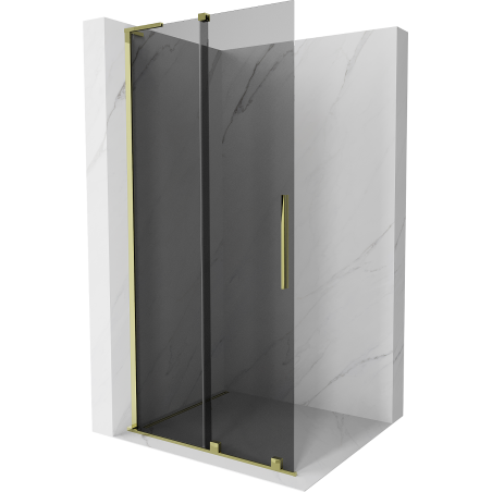 Mexen Velar L schuifbare douchewand Walk-in 120 x 200 cm, grafiet 8 mm, goud - 871-120-003-43-50