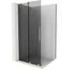Mexen Velar L Sliding Shower Wall Walk-in 90 x 200 cm, Graphite 8 mm, Brushed Gold - 871-090-003-43-55