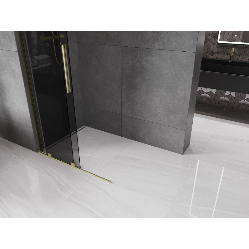 Mexen Velar L klizni panel na tuš koji se može klizati Walk-in 110 x 200 cm, grafit 8 mm, zlatna brušena - 871-110-003-43-55