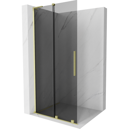 Mexen Velar L Sliding Shower Wall Walk-in 100 x 200 cm, Graphite 8 mm, Brushed Gold - 871-100-003-43-55