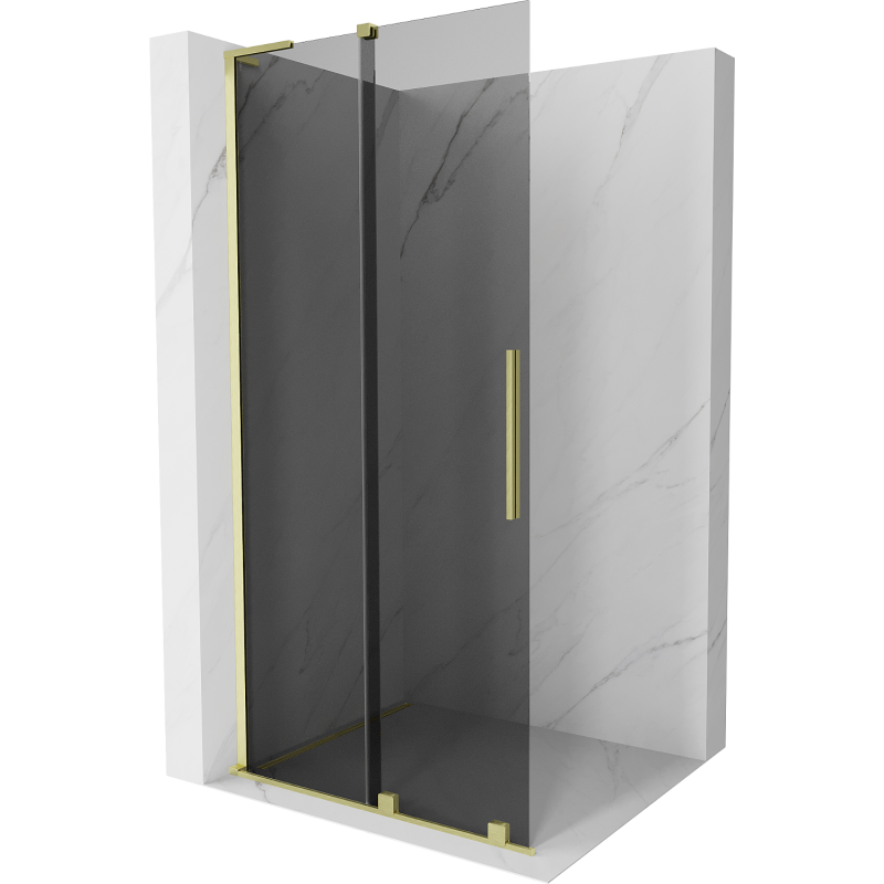 Mexen Velar L Schuifwand Walk-in 120 x 200 cm, grafiet 8 mm, goud geborsteld - 871-120-003-43-55