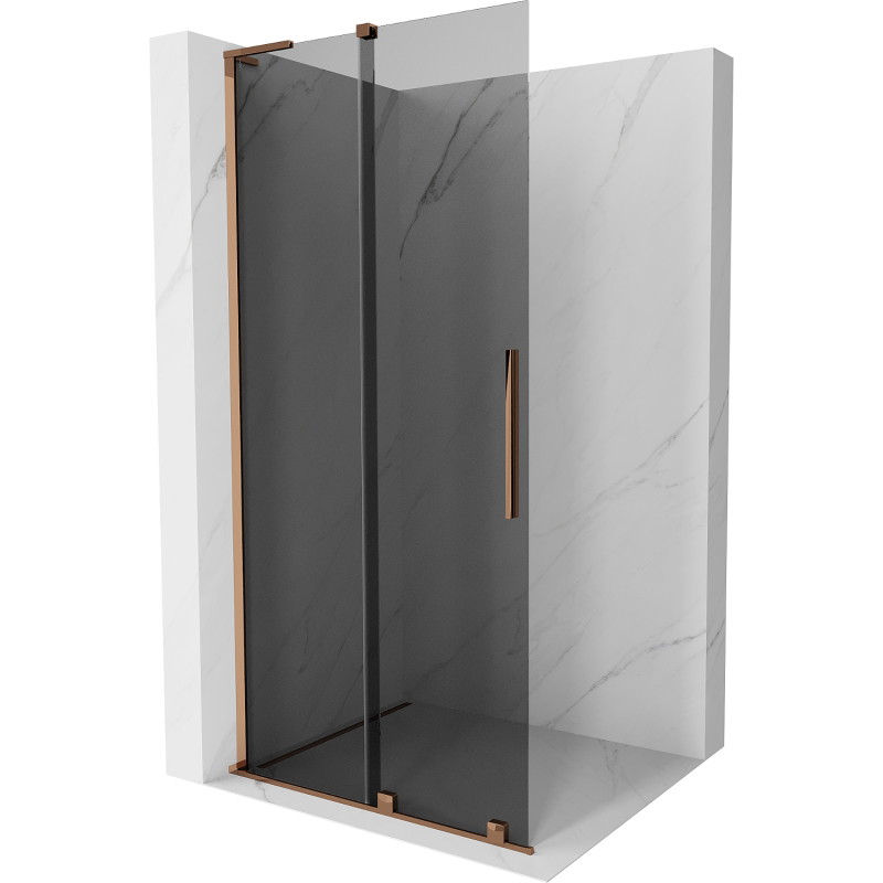 Mexen Velar L klizna stijena tuša Walk-in 100 x 200 cm, grafit 8 mm, ružičasto zlato - 871-100-003-43-60