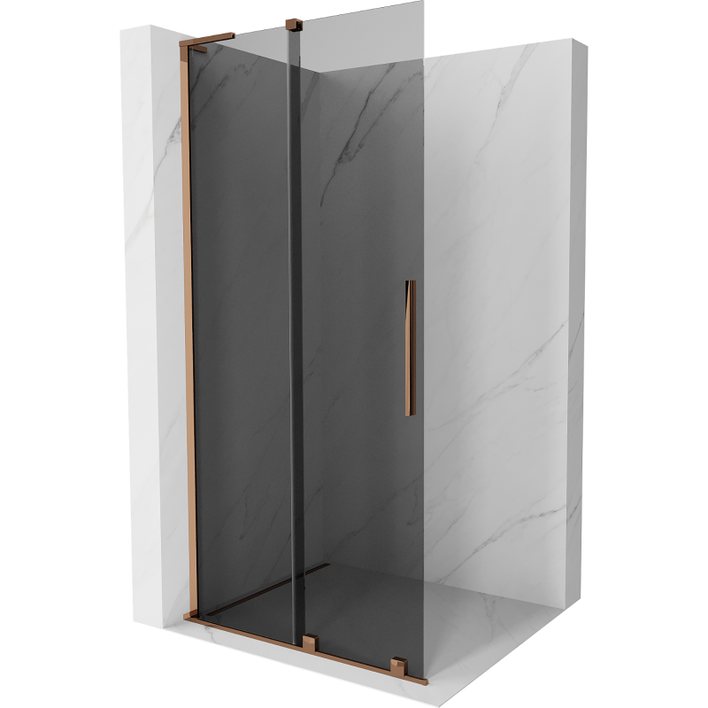 Mexen Velar L Duschwand verschiebbar Walk-in 110 x 200 cm, Graphit 8 mm, Roségold - 871-110-003-43-60