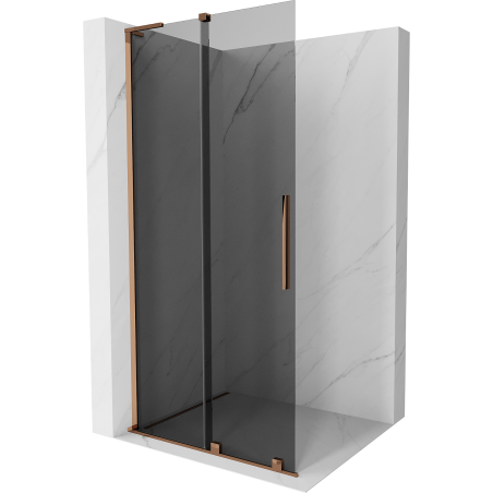Mexen Velar L Duschwand verschiebbar Walk-in 110 x 200 cm, Graphit 8 mm, Roségold - 871-110-003-43-60