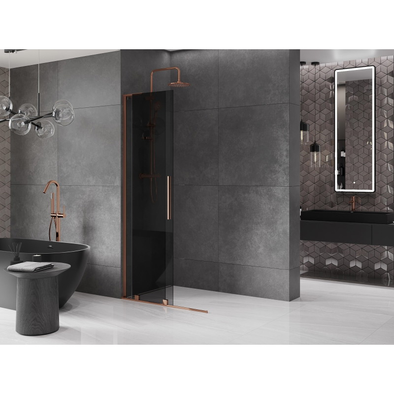 Mexen Velar L klizna stijenka na izvlačenje Walk-in 110 x 200 cm, grafitno 8 mm, ružičasto zlato - 871-110-003-43-60