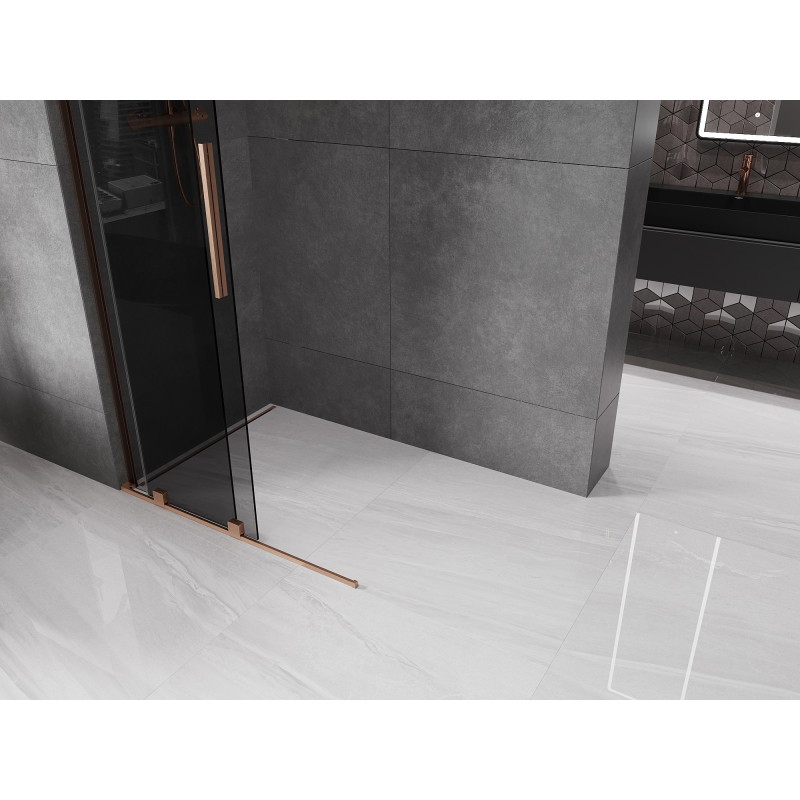 Mexen Velar L klizna stijena za tuširanje Walk-in 120 x 200 cm, grafit 8 mm, brušena bakra - 871-120-003-43-65